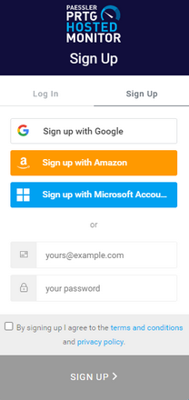 Sign Up to PRTG Hosted Monitor Sign Up to PRTG Hosted Monitor