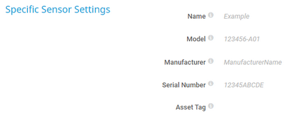 Specific Sensor Settings Specific Sensor Settings